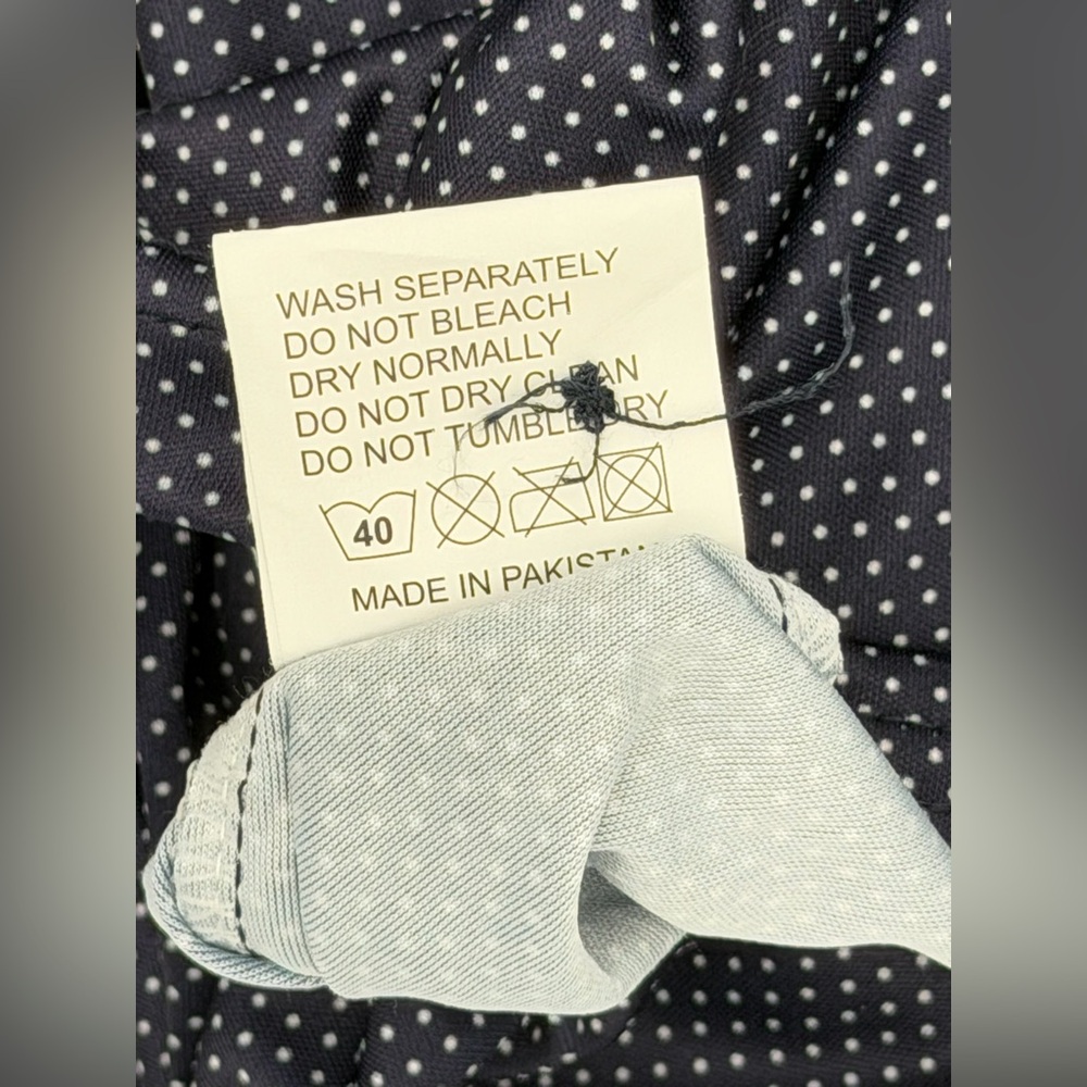 Collars & Co NWT Men’s Semi-Spread Collar Polo In Midnight Micro Dot.  Sz Large - Picture 8 of 15